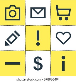 Vector Illustration Of 9 User Icons. Editable Pack Of Info, Alert, Letter And Other Elements.
