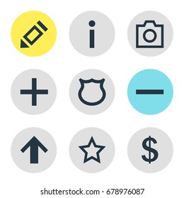 Vector Illustration Of 9 User Icons. Editable Pack Of Pen, Asterisk, Minus And Other Elements.