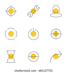 Vector Illustration Of 9 User Icons. Editable Pack Of Remove, Wrench, Share And Other Elements.
