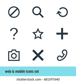 Vector Illustration Of 9 User Icons. Editable Pack Of Help, Snapshot, Wrong And Other Elements.