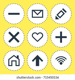Vector Illustration Of 9 User Icons. Editable Pack Of Letter, Wrong, Plus And Other Elements.
