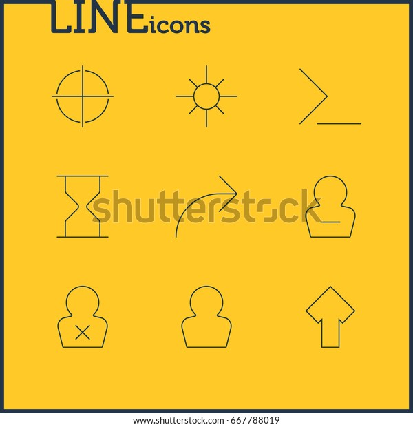 Vector Illustration Of\
9 User Icons. Editable Pack Of Remove User, Banned Member, Avatar\
And Other Elements.