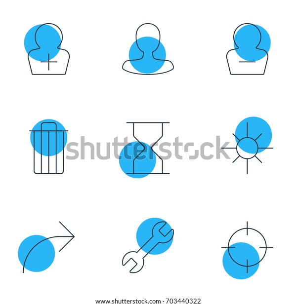 Vector\
Illustration Of 9 User Icons. Editable Pack Of Register Account,\
Share, Screen Capture And Other\
Elements.