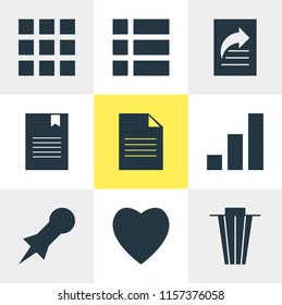 Vector illustration of 9 web icons. Editable set of tasks, pin, share and other icon elements.