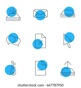 Vector Illustration Of 9 Web Icons. Editable Pack Of Delete Data, Hard Drive Disk, Information Load And Other Elements.