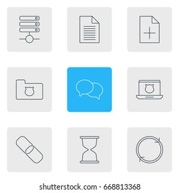 Vector Illustration Of 9 Web Icons. Editable Pack Of Secure Laptop, Privacy Doc, Refresh And Other Elements.