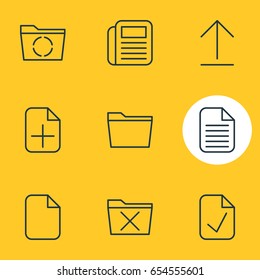 Vector Illustration Of 9 Workplace Icons. Editable Pack Of Delete, Template, Plus And Other Elements.