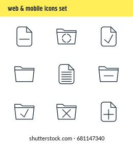 Vector Illustration Of 9 Workplace Icons. Editable Pack Of Loading, Template, Done And Other Elements.