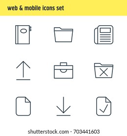 Vector Illustration Of 9 Workplace Icons. Editable Pack Of Delete, Install, Document And Other Elements.