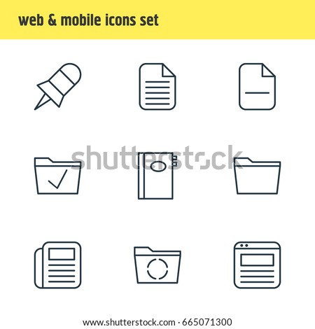 Vector Illustration Of 9 Workplace Icons. Editable Pack Of Minus, Journal, Blank And Other Elements.