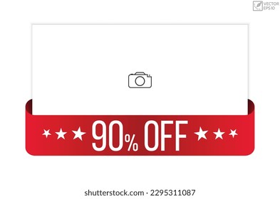 Ilustración vectorial 90% off banner design, elemento web aislado.