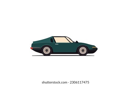 Vector illustration of 90s retro car isolated on white background