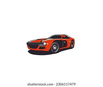 Ilustración vectorial del coche retro de los años 90 aislado en fondo blanco