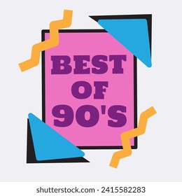 Vector illustration of 90s stickers, logos and labels. best of 90s