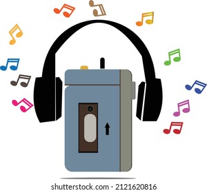 Vector illustration of 90s walkman