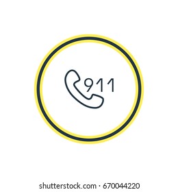 Vector Illustration Of 911 Outline. Beautiful Emergency Element Also Can Be Used As Hotline Element.
