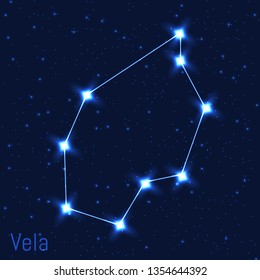 Vector illustration of ______ constellation. Astronomical ___________. Cluster of realistic stars in the dark blue starry sky.