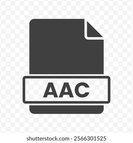 Vector illustration of AAC file in dark color and transparent background(PNG).