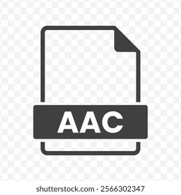 Vector illustration of AAC file in dark color and transparent background(PNG).