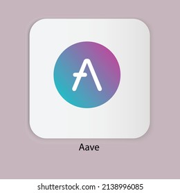 Vector illustration of Aave cryptocurrency logo, symbol in a white background.