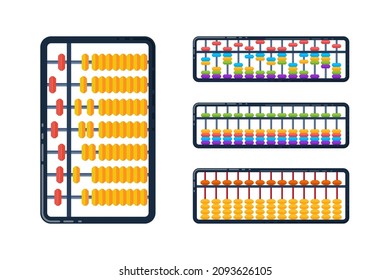 Abacus de ilustración vectorial con cuentas. Soroban para aprender aritmética mental para niños