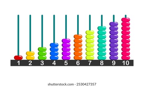 Vector illustration of abacus color icon for learning mathematics on white background.