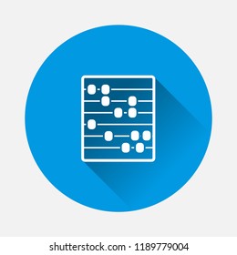 Vector illustration  abacus on blue background. Flat image   Wooden abacus for learning account and math with long shadow. Layers grouped for easy editing illustration. For your design.