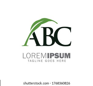 Ilustración vectorial de la marca de letra ABC con hoja verde 