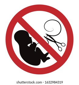 Vector illustration of abortion symbol on white background. Sign of no baby and miscarriage.