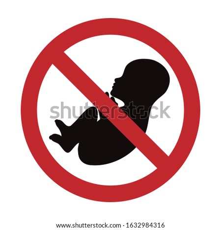 Vector illustration of abortion symbol on white background. Sign of no baby.