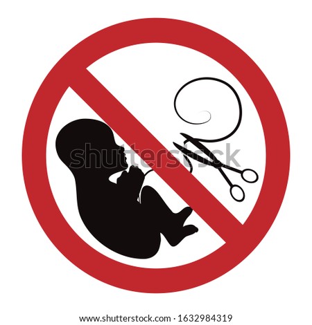 Vector illustration of abortion symbol on white background. Sign of no baby and miscarriage.
