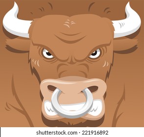 Vector illustration about an angry market bullish bull