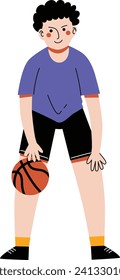 Ilustración vectorial de los atletas profesionales de baloncesto y actividades deportivas. Ilustraciones vectoriales planas aisladas en fondo blanco