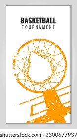 Vector illustration about basketball tournament, match, game. Use as advertising, invitation, banner, poster
