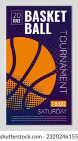 Vector illustration about basketball tournament, match, game. Use as advertising, invitation, banner, poster
