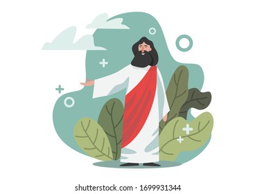 Vector illustration about the Bible, Jesus Christ.