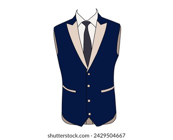 Vektor-Illustration über blaue Farbweste Formal tragen weißen Hintergrund. Men's Fashion Formal Wear Thema Vektor-Konzept.