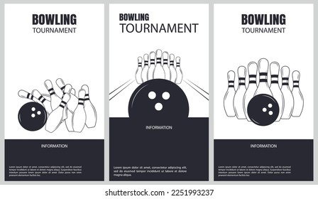 Vector illustration about bowling tournament. Flyer design for bowling tournament, match