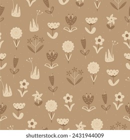 una ilustración vectorial sobre flores marrones, ilustración sobre flores en fondo marrón