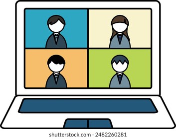 Vektorillustration über das Geschäft. Video und Online-Meetings. Einfache Darstellung.