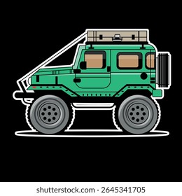 ilustração vetorial sobre o carro com o nome jeep pronto para imprimir para autocolantes foi criado em 9 de junho de 2025 em Cirebon, West Java, Indonésia