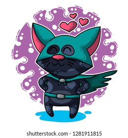 Vector illustration about Cat in love for happy Valentine's Day