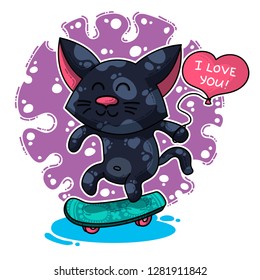 Vector illustration about Cat in love for happy Valentine's Day