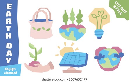 Vector illustration about celebrating Earth Day in flat, paper cut style. Ideal for print, sticker, educational materials, social media posts, posters, and many more.