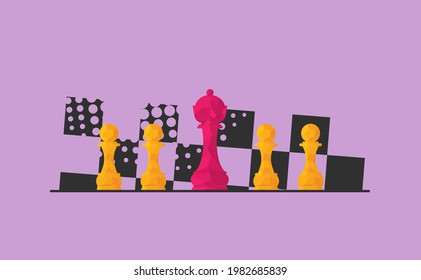 Vector illustration about chess tournament, match, game. Use as advertising, invitation, banner, poster, and web design with low poly style