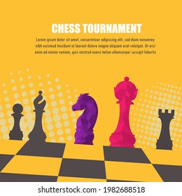 Vector illustration about chess tournament, match, game. Use as advertising, invitation, banner, poster and web design