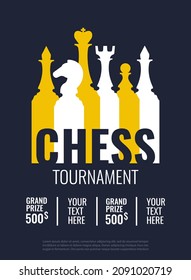 Vector illustration about chess tournament, match, game. Use as advertising, invitation, banner, poster. 
