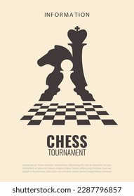 Vector illustration about chess tournament, match, game. Use as advertising, invitation, banner, poster. 
