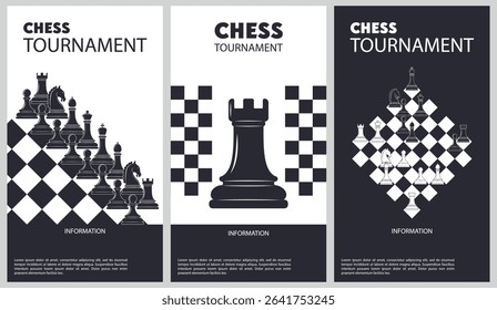 Vector illustration about chess tournament. Flyer design for chess tournament, match, game