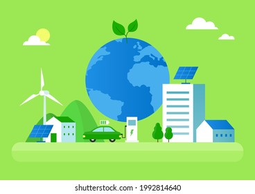 Vector illustration about clean energy and economy.